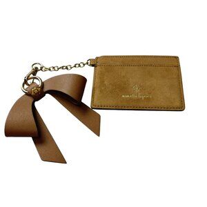 NANETTE LEPORE  Brown Card Wallet With Bow Chain Accent Faux Suede/Leather